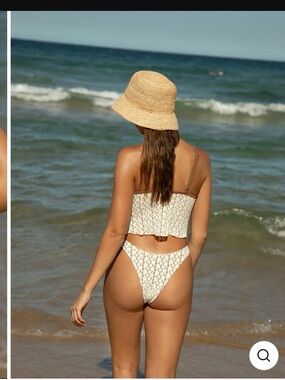 Cream Crochet High-Leg Bikini Set - Women Swim Bikinis